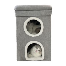 애묘 초대형 3층 극세사 고양이 하우스 숨숨집, 그레이