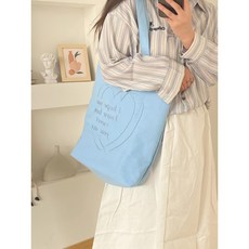 헤조 여성 마카롱자수 캔버스백 대용량 에코백 여행가방 4컬러