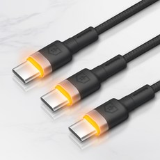 홈플래닛 C타입 CtoA LED라이팅 고속충전케이블, 2m, 블랙, 3개