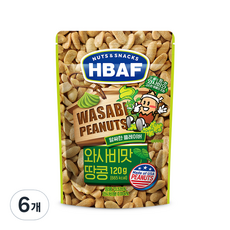 바프 넛츠 앤 스낵스 와사비맛 땅콩, 6개, 120g