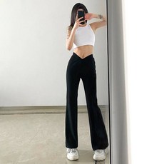 YAPOGI 잘빠진 여성용 썸머 롱 부츠컷 밴딩 쿨 팬츠 여름슬랙스