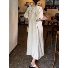 비비티아르 뒷리본 반팔 롱원피스
