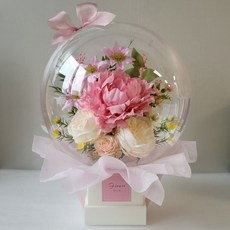 수비니샵 레터링꽃풍선 풍선꽃다발 레터링풍선 졸업 생일 생신 환갑 칠순 어버이날카네이션 선물 생일파티풍선, 14. 클라마티스 작약, 화분형+용돈비닐20장, LED전구+투명창쇼핑백