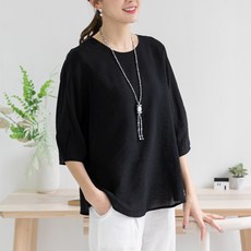 두나인 모이스 여름 여성 인견 7부 반팔 블라우스 빅사이즈 티
