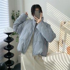 화이트 오리털 우유 후후 블루 숏 패딩 여 겨울 한국판 차이나 베이커리 코트