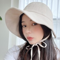 리본 묶음 끈 보넷 여성 버킷햇 동대문모자 린넨 벙거지 여자 와이드 챙