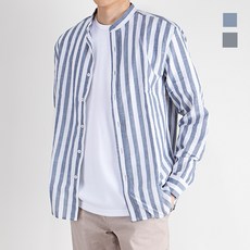 스타일에스 DN 남자 빅사이즈 스트라이프 차이나카라 긴팔 셔츠