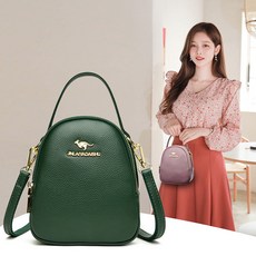 디하우 소프트 가죽 미니 백 삼층 여성 가방 라임무늬 다층 핸드폰 포켓 크로스바디
