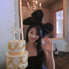 대형 리본 할로윈 머리띠 파티소품 대왕 생일 머리띠, 빨강