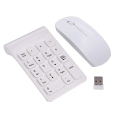 FWT 2.4G 무선 마우스 숫자 키패드 세트, 백색, 1