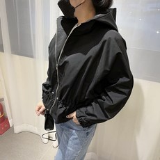 [비비애르] 프릴 스트링 후드 숏 야상 점퍼 봄 간절기 여자야상점퍼 바람막이 얼리버드