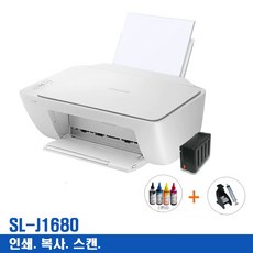 삼성복합기 SL-J1680(인쇄/복사/스캔) 잉크포함 가정용프린터기 무한잉크(옵션), SL-J1680(인쇄+복사+스캔), 무한잉크(블랙형+충전램덤1)