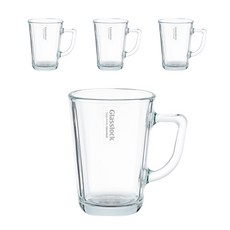 글라스락 내열 강화유리 홈카페 머그컵 350ml, 투명, 4개