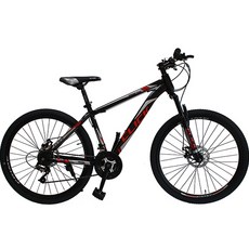 클릭 2023년형 프라임 26D MTB 자전거 반조립, 블랙 + 레드