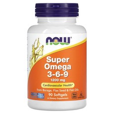 NOW Foods 슈퍼 오메가3-6-9 1200mg 소프트젤 90정, 1개