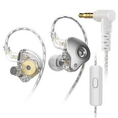 다이나믹 이어폰 HIFI 슈퍼베이스 이어버드 인이어 모니터 음악 스포츠 소음 차단 헤드셋 전자기기 노이즈 캔슬링 블랙 실버 핑크, silver with mic
