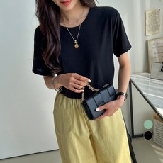 세컨그라운드 여성용 라운드 소프트 레이온 반팔 티셔츠