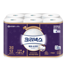 크리넥스 천연펄프 3겹 데코&소프트 와이드 35m, 12롤, 1팩