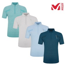 밀레 MILLET 남성 남자 일상겸용 땀나도 정말 빨리 마르는 냉감 기능성 신축성까지 좋은 반팔 집업 티셔츠