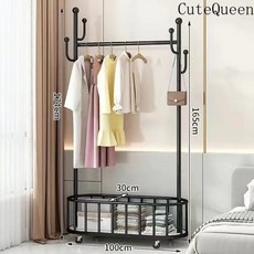 스탠드 건조대 골드 블랙 CuteQueen 철재 행거 미니 옷가게 헹거 옷걸이, 두꺼운 질감 블랙 100CM [금속 휠], 00.27.18