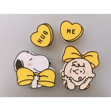 [라뮤즈캔들] 왕리본 스누피 찰리브라운 세트 차량용 석고방향제 박스포장, 핑크, 화이트머스크