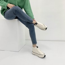 프리센스 여성용 키높이 패딩 스니커즈 부츠 4cm