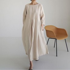 ANYOU 여성 여름 원피스 롱원피스 빅사이즈 린넨 원피스 하객원피스