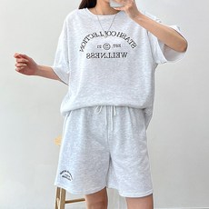 걸즈팩토리 여성용 자수프린마일 반팔반바지 캐주얼 트레이닝복세트
