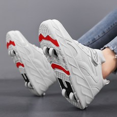 힐리스 운동화 바퀴달린 남성 롤러 슈즈 전동 성인 HEELYS 신발 문워커스 히든, 39 (245mm), 바퀴4개 화이트 프리미엄