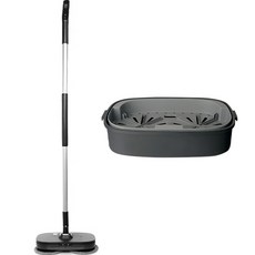 후아즘 무선 충전 각도조절 물걸레 청소기 + 세척 탈수통 세트 WC-1500, 블랙