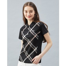 [PREMIUM] 블랙 하우스 체크 반팔 폴로 티셔츠 DNTS2B351BK