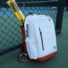 Wilson 윌슨 롤랑가로스 프랑스오픈 테니스 라켓 가방 2팩 백팩 Edition, 흰색 갈색