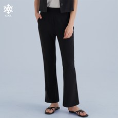 AFINAR 여성용 썸머 링클프리 쿨링 부츠컷 밴딩 팬츠