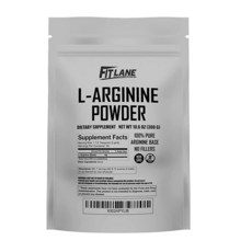 Fit Lane 뉴트리션 L-아르기닌 파우더. 서빙 당 5000mg. 순수 산화질소 보충제 300그램 10.5온스 봉지.