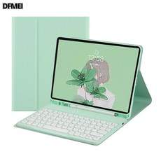 DFMEI 아이패드10.2 태블릿 마그네틱 블루투스 일체형 플립형 가죽케이스 적용, 민트*가죽커버+둥근모자판, [2021/2020/2018] 아이패드 11인치