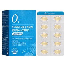뉴트리모어 프리미엄 식물성 초임계 알티지 오메가 3 DHA 1000 37.8g, 60정, 1개