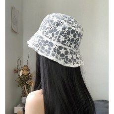 Raon프리미엄 예쁜 여성 시스루 버킷햇 레이스 벙거지 모자