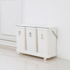 모노플랫 3단 가정용 분리수거함 2.0 재활용 쓰레기통, 화이트 + 그레이, 1세트