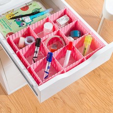 꿈꾸는 키친 잘라 쓰는 옷장 서랍 수납 정리 칸막이, 16개, 핑크 소